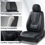 Coverado Car Seat Covers Full Set, Black Seat Covers for Car with Lumbar Support, Nappa Leather Seat Covers Waterproof Car Seat Protectors Universal Fit for Most Cars SUV Trucks