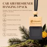 Car Air Freshener Hanging, 3 Pcs Mahogany Teakwood, Sandalwood & Oud, Cedarwood & Cypress, Wooden Scent Air Fresheners Diffuser for Car, 45+ days Long Lasting Fragrance, 0.27 FL OZ/8ML