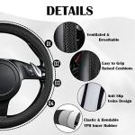 CAR PASS 3D Air Mesh Car Seat Covers Full Sets w/5mm Sponge, 4Pcs Waterproof Car Floor Mats, Steering Wheel Cover Universal Fit for SUV Sedan Truck, Airbag Compatible Automotive Interior(Black)