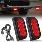 Nilight Hitch Cargo Carrier Oval Light Kit 2PCS 6Inch Red w/Flush Mount Grommet Bracket Harness Waterproof Stop Turn Signal Tail Lights for Luggage Bike Rack Truck Trailer