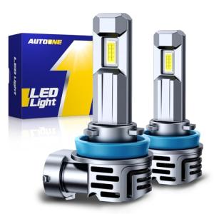 AUTOONE H11/H9 Bulb, No Flicker H11 Fog Lights, 40000LM with Cooling Fan, H9/H8/H11 Car Bulbs Plug and Play, IP68, Pack of 2