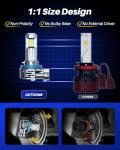AUTOONE H11/H9 Bulb, No Flicker H11 Fog Lights, 40000LM with Cooling Fan, H9/H8/H11 Car Bulbs Plug and Play, IP68, Pack of 2