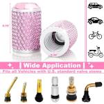 4Pcs Car Tire Valve Stem Caps, Bling Tire Air Cap for Car, Universal Stem Covers, Anodized Aluminum Tires Valve Cap with O Rubber Ring, Crystal Diamond Car Accessories for Women