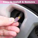 4Pcs Car Tire Valve Stem Caps, Bling Tire Air Cap for Car, Universal Stem Covers, Anodized Aluminum Tires Valve Cap with O Rubber Ring, Crystal Diamond Car Accessories for Women