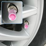 4Pcs Car Tire Valve Stem Caps, Bling Tire Air Cap for Car, Universal Stem Covers, Anodized Aluminum Tires Valve Cap with O Rubber Ring, Crystal Diamond Car Accessories for Women