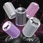 4Pcs Car Tire Valve Stem Caps, Bling Tire Air Cap for Car, Universal Stem Covers, Anodized Aluminum Tires Valve Cap with O Rubber Ring, Crystal Diamond Car Accessories for Women