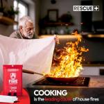 Rescue+ Emergency Fire Blanket for Home, Kitchen, Workplace & Travel, 40” x 40” Fiberglass Flame Retardant Safety Blanket, Fire Suppression for House, Camping, Car Emergencies - 1 Pack