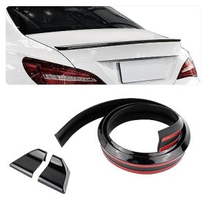 4.9Ft Spoilers for Cars - 3D Glossy Rear Spoiler Wing for Car Decorations - Universal Punch-Free Rubber Trunk Spoiler Lip Fits Car Exterior Accessories Tailgate Roof Bumper (Black)