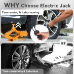 ROGTZ Electric Scissor Car Jack Kit, 3Ton 12V Portable Auto Car Lift with 17.7" Range for SUV/Sedan, Floor Jack for Tire Change & Roadside Emergency