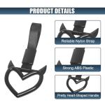 smilfuy 2PCS Devil Heart Handle Ring, Rear Bumper Warning Grab Handles Ring for Cars, Car Handle Strap Drift Charm, Auto Interior Exterior Decoration, Suitable for Car Bus Subway (Black)