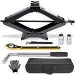 Scissor Car Jack 3 Ton (6610 lbs) Tire Changing Kit with Lug Wrench - Emergency Kit for Car, SUV, MPV