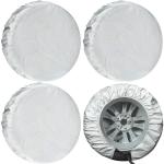 Season Guard Tire Covers 4 Pack, Tire Wheel Protector for Truck, SUV, Trailer, Camper, RV, Carbon Fiber Spare Tire Cover Sun Rain Snow Protector, Universal Fits Tire Diameters 24-26.5 inches, Silver