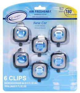 Air Jungles New Car Scent Car Air Freshener Clip, 6 Vent Clips, 4ml Each, Long Lasting Air Freshener, Up to 180 Days Odor Eliminator