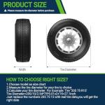 Season Guard Tire Covers 4 Pack, Tire Wheel Protector for Truck, SUV, Trailer, Camper, RV, Carbon Fiber Spare Tire Cover Sun Rain Snow Protector, Universal Fits Tire Diameters 24-26.5 inches, Silver