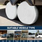 Season Guard Tire Covers 4 Pack, Tire Wheel Protector for Truck, SUV, Trailer, Camper, RV, Carbon Fiber Spare Tire Cover Sun Rain Snow Protector, Universal Fits Tire Diameters 24-26.5 inches, Silver