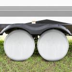 Season Guard Tire Covers 4 Pack, Tire Wheel Protector for Truck, SUV, Trailer, Camper, RV, Carbon Fiber Spare Tire Cover Sun Rain Snow Protector, Universal Fits Tire Diameters 24-26.5 inches, Silver