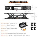 Albott 7000 LBS Portable Car Lift, Heavy Duty Quick Jack with 28" Max Height, Locking Levers & Wheels, Adjustable Scissor Lift for Cars, SUVs, Light Trucks, Garage or Shop Use, Black