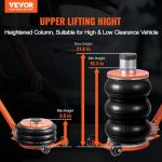 VEVOR Air Jack, 5 Ton/11000 lbs Triple Bag Air Jack, 4-10 S Lifting Pneumatic Jack with Heightened Column Lift up to 21.5"& Adjustable Handle, with Thick Rubber Pad, Fits for Car, SUV, Pickup Truck