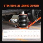 VEVOR Air Jack, 5 Ton/11000 lbs Triple Bag Air Jack, 4-10 S Lifting Pneumatic Jack with Heightened Column Lift up to 21.5"& Adjustable Handle, with Thick Rubber Pad, Fits for Car, SUV, Pickup Truck