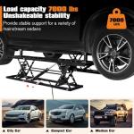 Albott 7000 LBS Portable Car Lift, Heavy Duty Quick Jack with 28" Max Height, Locking Levers & Wheels, Adjustable Scissor Lift for Cars, SUVs, Light Trucks, Garage or Shop Use, Black