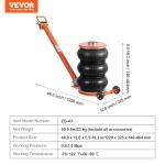 VEVOR Air Jack, 5 Ton/11000 lbs Triple Bag Air Jack, 4-10 S Lifting Pneumatic Jack with Heightened Column Lift up to 21.5"& Adjustable Handle, with Thick Rubber Pad, Fits for Car, SUV, Pickup Truck