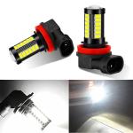 Slykew 2 PCS H11/H8 Car LED Fog Light Bulbs, 6500K White Bright Anti-fog Lights, Universal for Most Cars