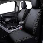 Flying Banner Carbon Fiber Leather Vehicle Seat Covers, Leopard Gray Black, Universal Fit - 8PCS