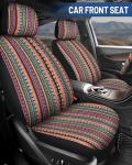 Sino Salected Baja Saddle Blanket Car Seat Covers Full Set with Seat Belt Pads and Steering Wheel Cover, Washable Breathable Striped Woven Cloth Seat Covers for Cars, SUV, Truck, (Orange)