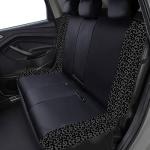 Flying Banner Carbon Fiber Leather Vehicle Seat Covers, Leopard Gray Black, Universal Fit - 8PCS