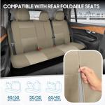 BDK OS-309-AB Tan Trim Black Car Seat Covers Full 9 Piece Set, Sleek & Stylish, Split Option Bench 5 Headrests Front & Rear Bench, Beige