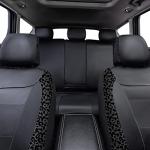 Flying Banner Carbon Fiber Leather Vehicle Seat Covers, Leopard Gray Black, Universal Fit - 8PCS
