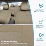 BDK OS-309-AB Tan Trim Black Car Seat Covers Full 9 Piece Set, Sleek & Stylish, Split Option Bench 5 Headrests Front & Rear Bench, Beige