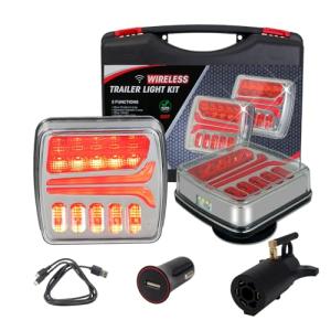 NeaLia Magnetic Wireless Trailer Lights, Rechargeable LED Trailer Light for Towing Truck, Waterproof Tail Tow Lights Kit for RV Camper Boat Caravan, Portable Turn Signal Brake Running Stop