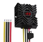 DC 24V to 12V 30A Buck Converter with LED Display Inline Fuse Waterproof Power Supply Step Down Transformer for Car Truck GPS CCTV with 16AWG Wires