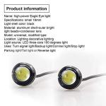 LEADTOPS 10Pcs 18mm 12V Eagle Eye LED Car Fog DRL Daytime Running Light Backup Reverse Tail Rock Lights Small bulb (Blue, Black Case)