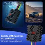 DC 24V to 12V 30A Buck Converter with LED Display Inline Fuse Waterproof Power Supply Step Down Transformer for Car Truck GPS CCTV with 16AWG Wires