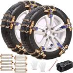 Snow Tire Chains, Universal Car Emergency Anti Slip Snow Chains, 6 Pack Winter Security Tire Chains Tire Width 195-225mm(7.6-8.9 inch) for Most Cars/SUV/Trucks (Medium)