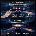 Veement 4K Rear View Mirror Camera, 10'' 4K Mirror Dash Cam with 1080P Backup Camera, Dash Cam Front and Rear for Car with Voice Control, 24H Parking Mode, Night Vision, 32GB SD Card Included