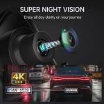 Veement 4K Rear View Mirror Camera, 10'' 4K Mirror Dash Cam with 1080P Backup Camera, Dash Cam Front and Rear for Car with Voice Control, 24H Parking Mode, Night Vision, 32GB SD Card Included