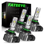 FateEye 9005 9006 LED Light Bulbs - 20000LM 6500K 9005/HB3 High Beam 9006/HB4 Low Beam Bulb LED Fog Light Kit, 1:1 Size, Plug and Play, HB3 HB4 Fog Bulbs