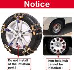 Snow Tire Chains, Universal Car Emergency Anti Slip Snow Chains, 6 Pack Winter Security Tire Chains Tire Width 195-225mm(7.6-8.9 inch) for Most Cars/SUV/Trucks (Medium)
