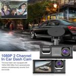 Dual Dash Camera for Car Front and Inside Dash Cam Car Security Video Recorder with Audio 1080P Vehicle Cam Plug and Play, WDR, Night Vision, G-Sensor Auto Lock, 2 Inch Screen