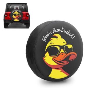 OYIXIO Waterproof PU Leather Spare Tire Cover,17" Duck Tire Cover with a Diameter of 31.49" -32.67 ".Suitable for JL,JK,Trailers, RV, SUVs, and Trucks.(Yellow)