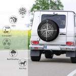 16 Inch Spare Tire Cover Weatherproof Sun Protection Wheel Tire Cover Universal Fit Trailers RV SUV Truck Camper Travel Compass
