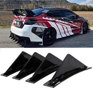 JMTBNO 4pcs Universal Curved Shape Rear Bumper Diffuser Shark Fin Spoiler Trim Covers Decoration Set Lip Wing Splitter,Black