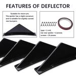 JMTBNO 4pcs Universal Curved Shape Rear Bumper Diffuser Shark Fin Spoiler Trim Covers Decoration Set Lip Wing Splitter,Black