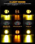 Auxbeam V-Ultra Series 3 Inch 108W Amber Fog Light Pods, with DRL 3 Modes & Protective Covers, 270° Side Shooter Light Bar, Hyper Spot Beam Offroad Lights, for Truck ATV UTV Car Motorcycle, Pair