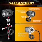 Kewig Motorcycle Auxiliary LED Light Kit Driving Spotlights White/Amber Fog Light with Mount Brackets Wire Harness Waterproof 60W Offroad Work Lights Compatible with Motorcycle J-eep Car Truck (Black)