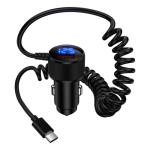 78W Car Charger USB C for Samsung Galaxy A17 A16 5G A36 Z Fold7 Z Flip7 FE A26 S25 Ultra, 3FT Built-in Coiled Type C Cable USBC & USB-A Super Fast Charging Car Phone Charger Cigarette Lighter Adapter