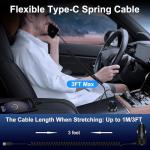 78W Car Charger USB C for Samsung Galaxy A17 A16 5G A36 Z Fold7 Z Flip7 FE A26 S25 Ultra, 3FT Built-in Coiled Type C Cable USBC & USB-A Super Fast Charging Car Phone Charger Cigarette Lighter Adapter